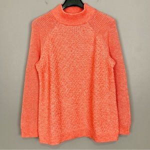 Talbots Wool Blend Mock-Neck Sweater Women’s Size 2X Mixed Knit Colorful Orange